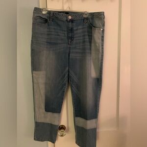 Simply Vera Vera Wang patchwork color block mid rise denim capris jeans 14